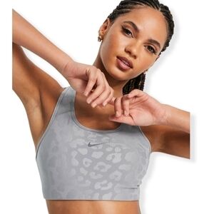𝅺NIKE Training Pro Dri-FIT Swoosh  all over leopard print sports bra in g…